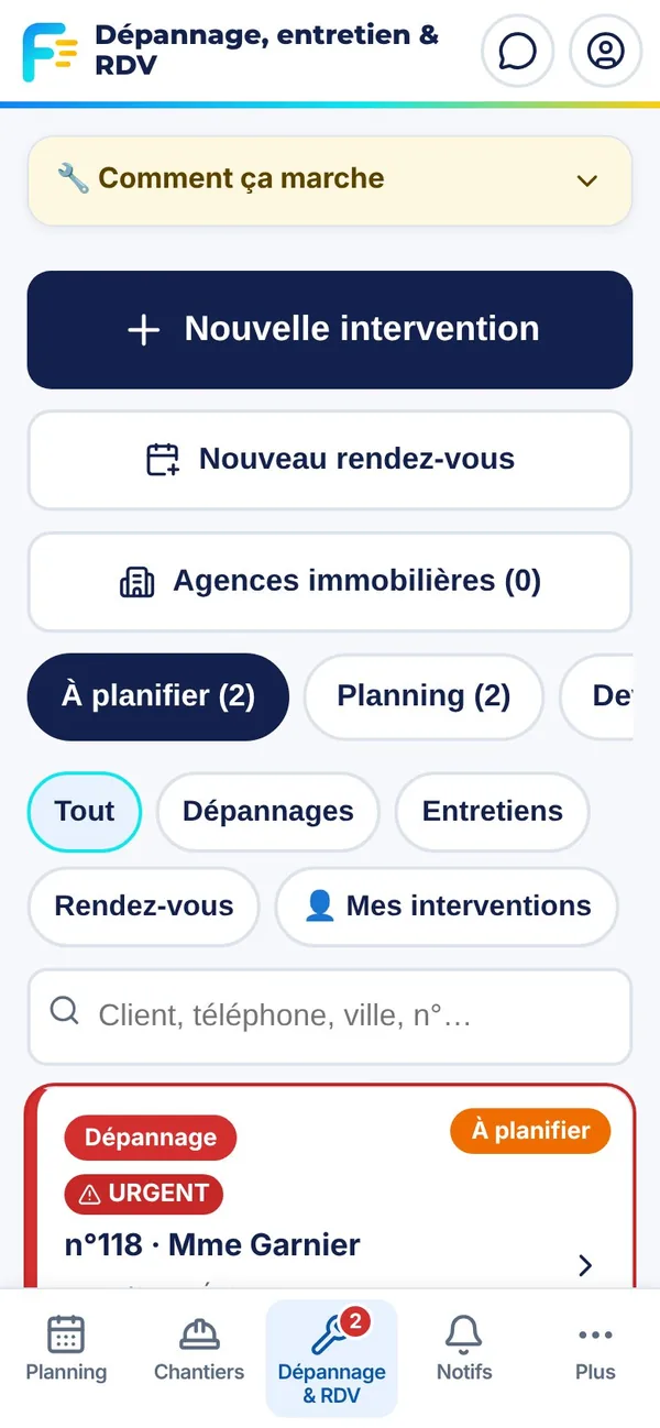 Liste des dépannages sur téléphone